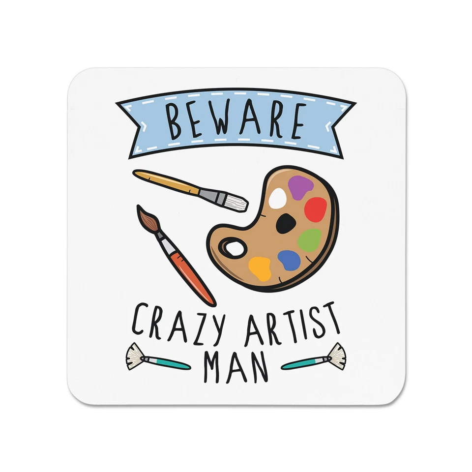 Attention Fou Artiste Homme Réfrigérateur Aimant Art Blague Papa Fête des Pères - Photo 1/1