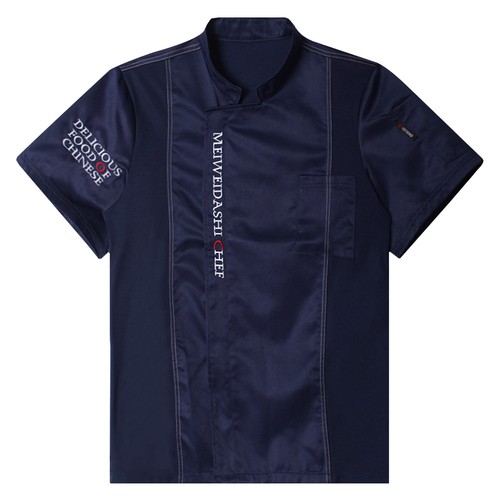 Unisex Chef Coat Double-Breast Short Sleeve Cook Jacket Kitchen Uniform Dress - Picture 111 of 140