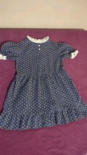Vintage 1970's Girls Dark Blue/Floral Dress Lace Trim Size 6