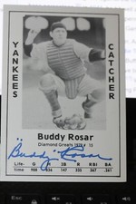 Buddy Rosar Autographed Diamond Greats Baseball Card Yankee Outfielder  COA