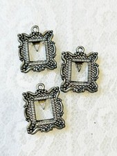 Silvertone Picture Frame Charms Lot of 3
