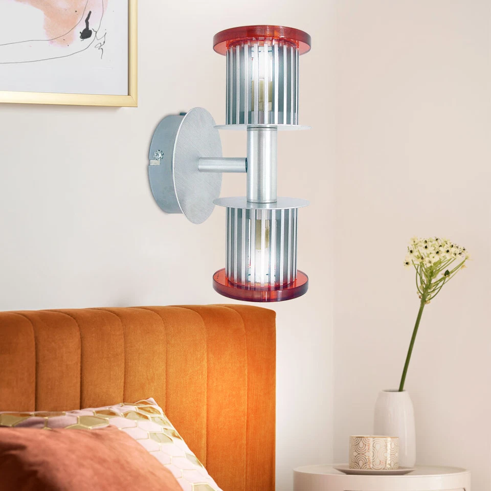 Lampada da Corridoio Luce Parete 2 Fiamma Vetro Argento Arancione G9 Dxh 12x22cm - Immagine 3 di 4