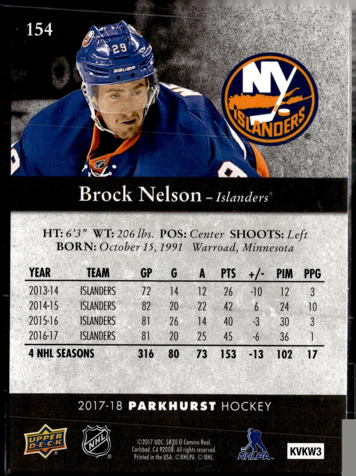 2017-18 Parkhurst #154 Brock Nelson - Image 2 of 2