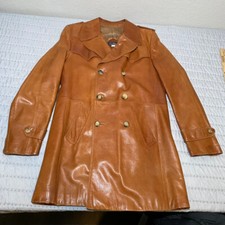 VTG Cortefiel Brown Buttery Glove Soft Leather Trench Coat Sz 42