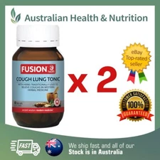 2 x FUSION HEALTH COUGH LUNG TONIC 60 CAPSULES + FREE SAME DAY SHIPPING