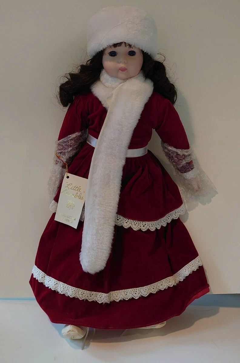 Little Luvables Collector Edition Doll red velvet dress white hat scarf. New