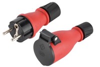 Set Schukostecker / Kupplung Set 230V 16A - IP54 Gummi Stecker AußEn