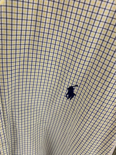 POLO RALPH LAUREN Andrew Plaid Dress Shirt Men's 16 1/2 35 Yellow Blue - Picture 3 of 6