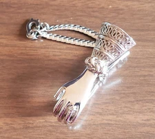 Vintage Victorian Hands Glove Scarf Holder Clip Keychain Clasping Silvertone