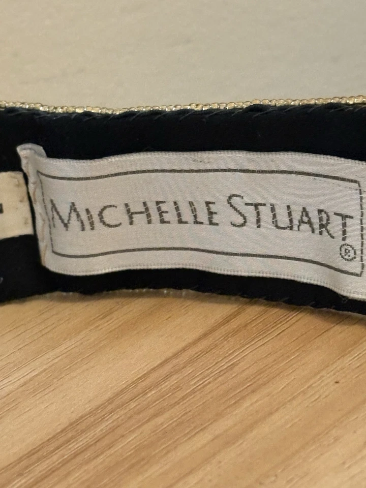 "Cinturón vintage 100 % rayón satinado con cuentas con cristales de Michelle Stuart talla SM 28""" Foto 4 de 4