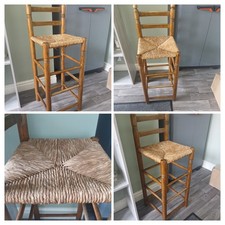 Vintage Wooden Driftwood Barstool Rustic Bar Stool Seat Seagrass Tikki Chair