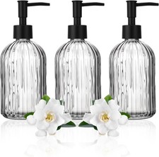 Crystal Bath Room Vanity Lotion Dispenser Pump Clear Glass Soap Bottle Silver/Bl