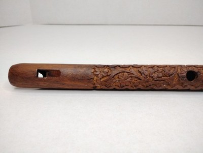Flute Basuri Wooden Hand Carved Lord Krishna Bansuri Musical Instrument 13 Inch