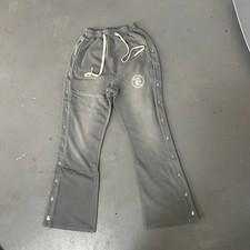 Hellstar Mirror Faced Sweatpants Mens Gray Flared Heavyweight Cotton Relaxed Fit