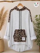 Damen Oversize Sweatshirt Tunika Grau Melange...