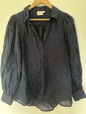 Elk French Linen Shirt Sz 8 Navy