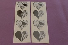 Mrs. Grossman's LOT 2 Strips Vintage 1992 RARE Silver Patterned Heart Stickers 