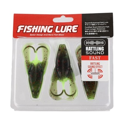 3er Set Frosch Angelköder 7 5cm 8g mit Klangperlen für gepflegte Fische
