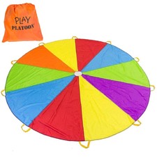 10 Foot Play Parachute with 10 Handles - Multicolored Parachute for Kids
