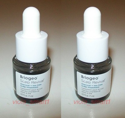 2x BRIOGEO Scalp Revival Charcoal + Tea Tree Scalp Treatment Serum 0.17oz / 5ml