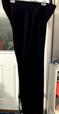 L LANDS END BLACK PULL ON CASUAL PANTS 1 FRONT ZIP POCKET COTTON SPANDEX SPO3-6