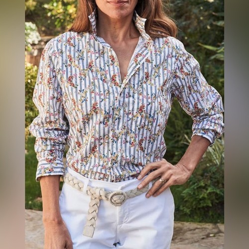 Frank & Eileen Stripe with Floral Silvio Woven Button Up Shirt