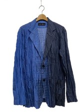 Issey Miyake Pleats Men's Jacket Blue Polyester Size 4 Wrinkle Resistant