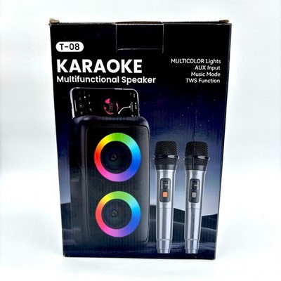 Peski Karaoke Multifunctional Speaker w/ RGB Lights And Two Mics Model T-08
