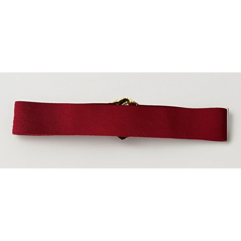 Vintage Nan Lewis Red Elastic Belt Ornate Diamond Medallion Gold 80's Statement - Image 2 of 4
