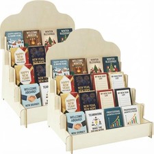 2 Pack 4-Tier Wooden Greeting Card Display St...