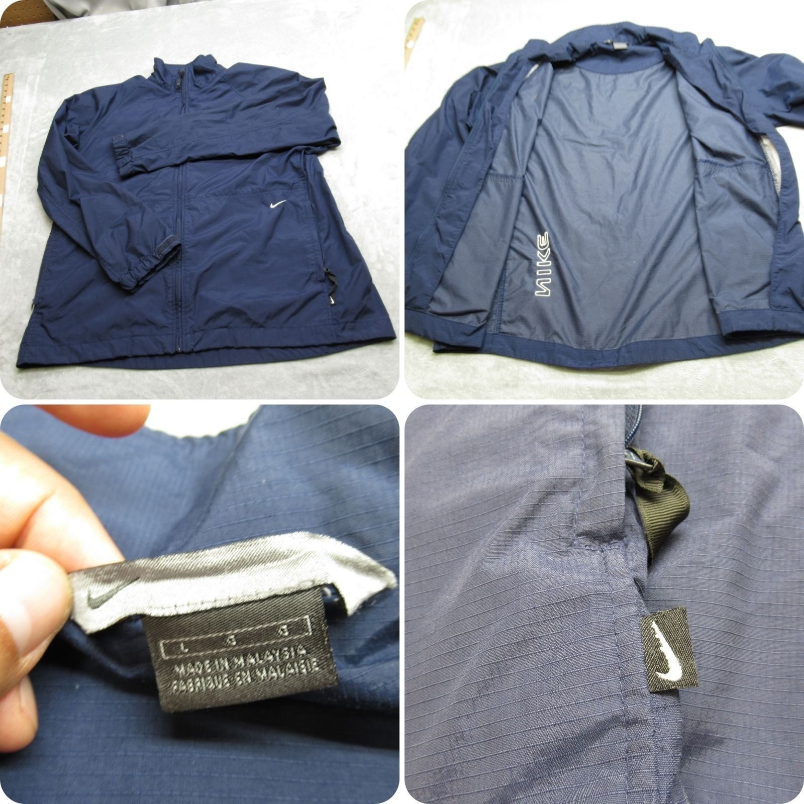 SACAI X NIKE Giacca Nike uomo grande blu navy full zip leggera ripstop impacchettabile giacca a vento vintage