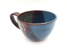 Handmade Mug Cup Soup Blue Pottery 16 oz William Black Studio Art Old Julian