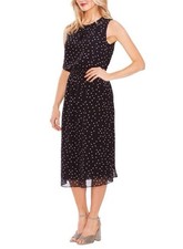 Vince Camuto Black And White Polka Dot Sleeveless Midi Dress Size Small