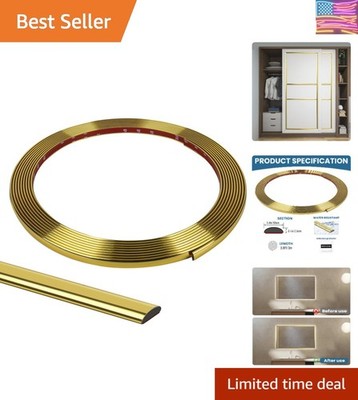 Flexible Wall Molding Trim Self Adhesive Mirror Tape Border 0.4 * 0.1in Peel ...