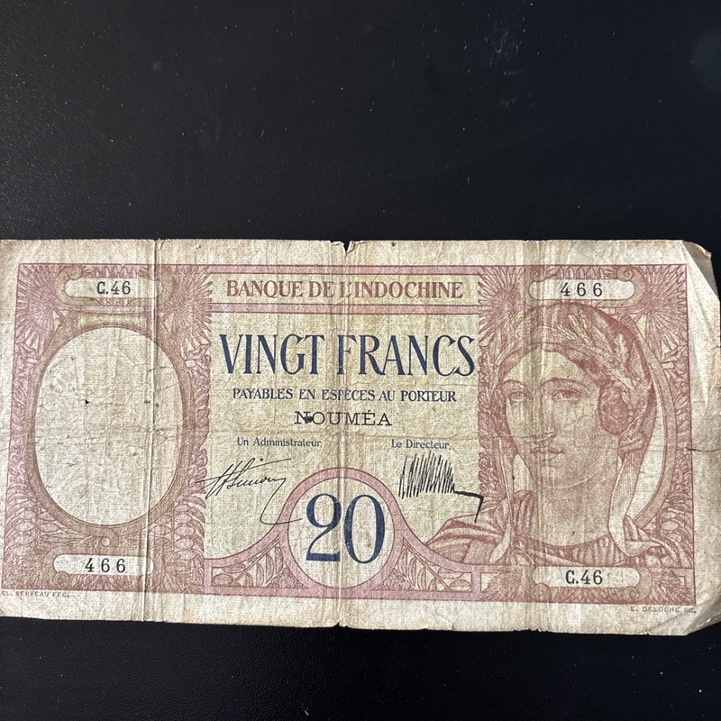 New Hebrides  20  Francs   ND. 1941  Series  L. 49  Circulated Banknote P-6