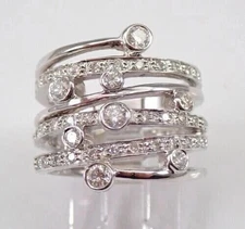 2.20Ct Round Cut Moissanite Multi Row Wedding Band Ring 14K White Gold Plated