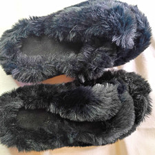 Women  s Black Faux Fur Slide Slippers Open Toe Fur Trim US 6.5 EU 37