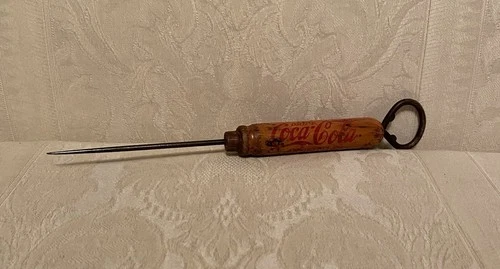 Coca-Cola Vintage Wooden Handle Ice Pick Bottle Opener Combo A1-55