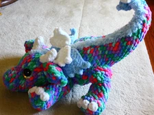 Handmade Crochet Dragon Large Plush Stuffed Toy Dragon 14"