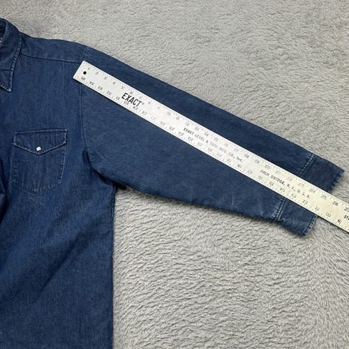 Williams Bay Shacket Mens 3XL Blue Denim Shirt Pearl Snap Quilted Lined Jacket - Picture 10 of 10