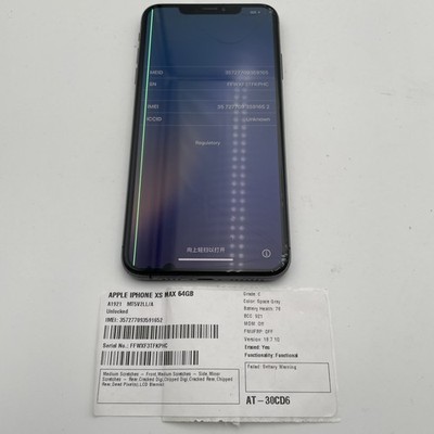 Apple iPhone XS Max A1921 64GB Unlocked Space Gray 78% Battery Health Grade C