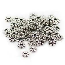 500 Pcs Antiqued Silver Daisy Spacer Beads 4mm for Jewelry Making Supplies