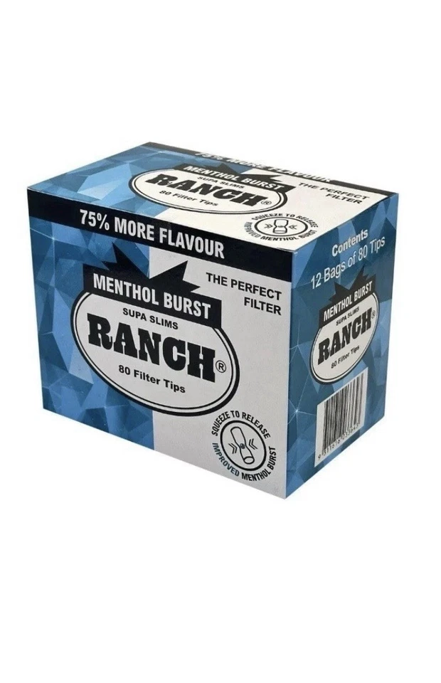 Full Pack Of Ranch Menthol Burst Supa Slims Filter Tips -12 Bags FREE SHIPPING - image 1 of 1