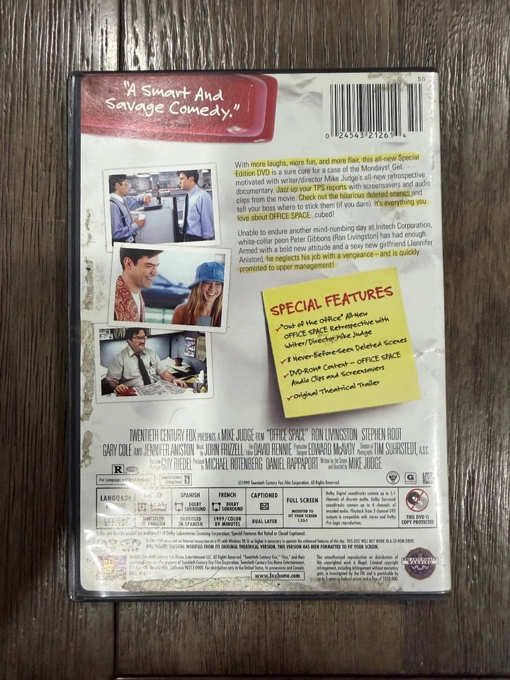 Office Space (DVD, 2005, Special Edition, Full Screen) WOW! LOOK! - Image 2 of 3