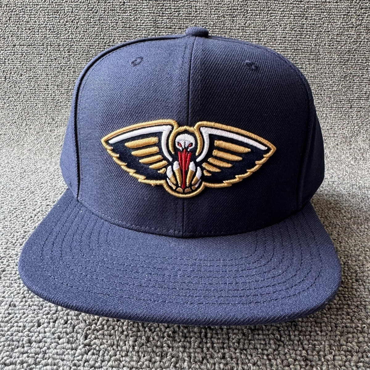 Mitchell & Ness Pelicans Snapback Hat Navy NBA Flat Brim Retro Cap
