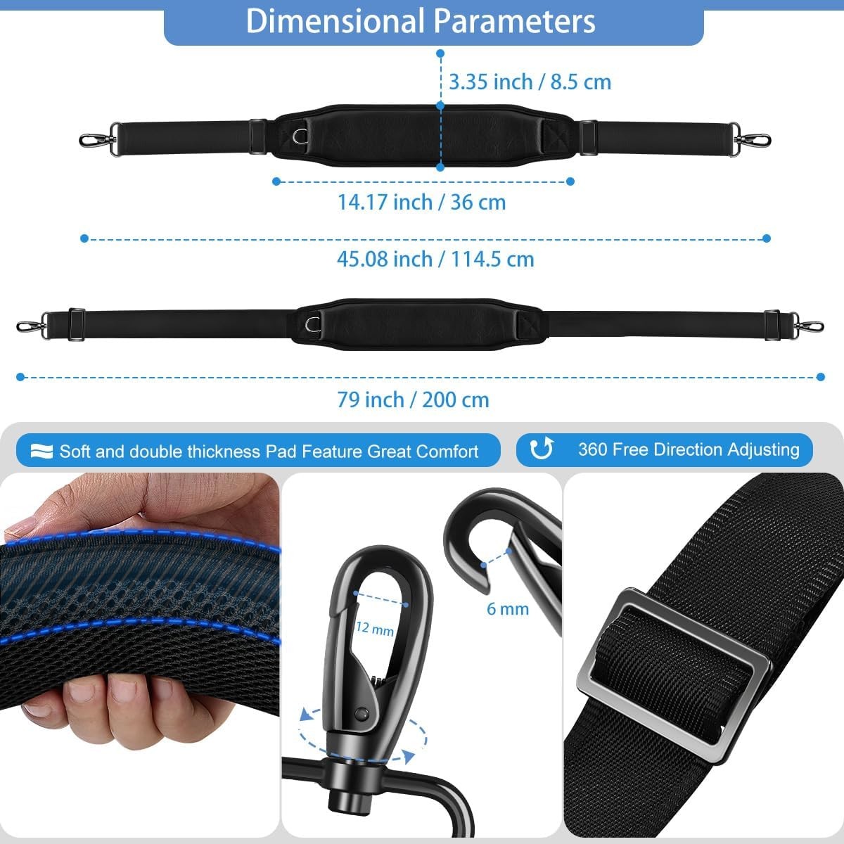新品未開封 WHAT WE WANT WWW_EXTENSIONTABLE ZINZ 79 inch Bag Shoulder Strap with Ultra Cushion