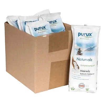 PURUX 6 x 1 Kg Mediterran Badesalz Natur Salz Badezusatz Meersalz