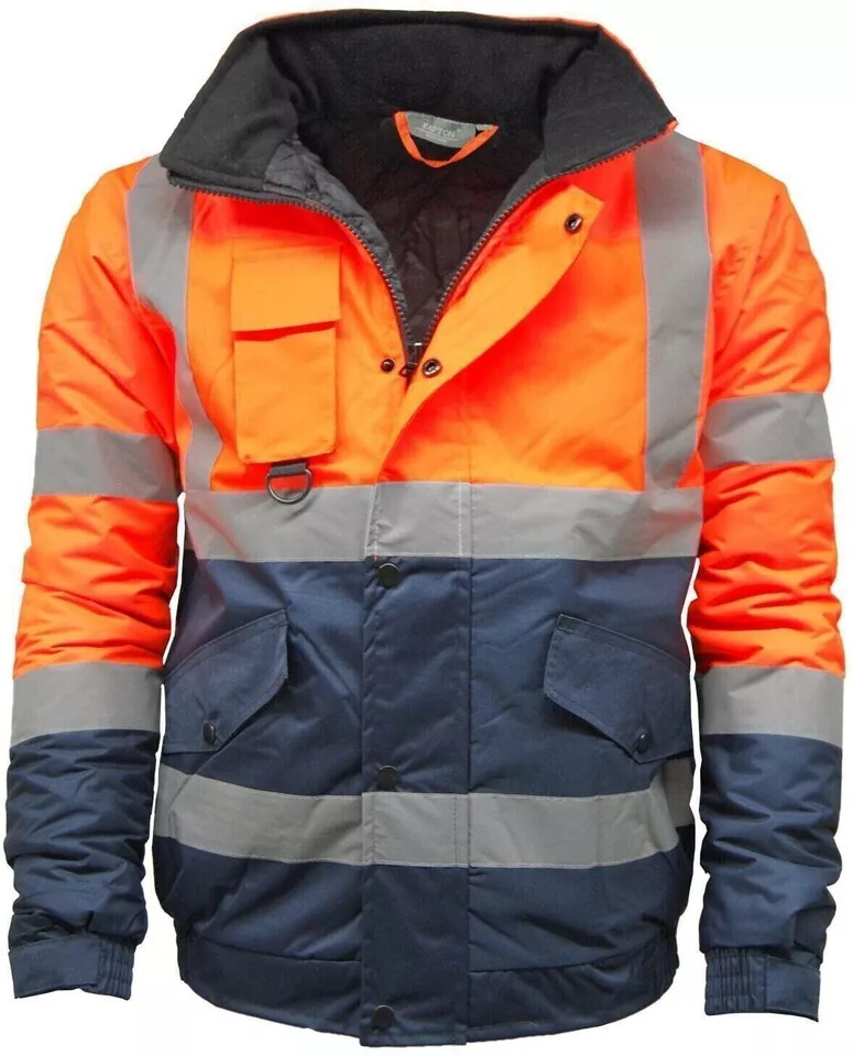 Hi Vis Viz Bomber Jacket High Visibility Safety Workwear Security Jackets Coat