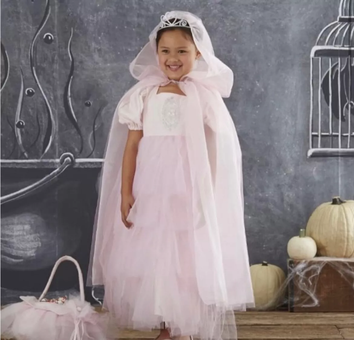 POTTERY BARN Pink Tutu PRINCESS Dress with Cape and Wand 7/8 Halloween girl