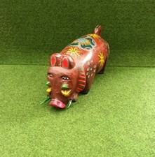 Hand Carved Wooden Pig / Hog.